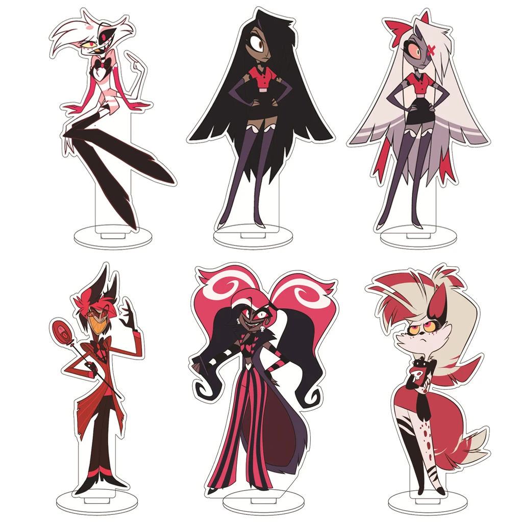 

16CM Anime Hazbin Hotel Charlie Morningstar Vaggie Angel Dust Alastor Sir Pentious Husk Cos Acrylic Figure Stand Ornaments Gifts