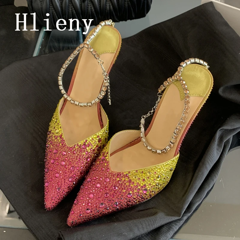 

Hlieny уличный стиль, женские туфли-лодочки с ремешком и кристаллами, пикантные туфли-лодочки на тонком высоком каблуке с острым носком, свадебные, банкетные, вечерние, выпускные туфли