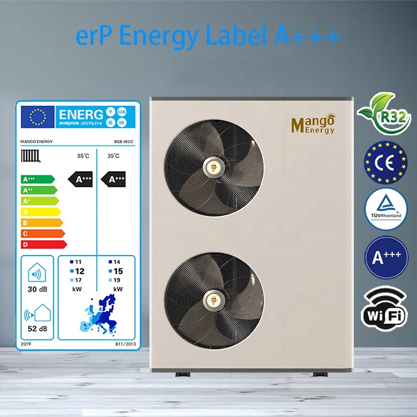 R32 Water Heater Air Source Heat Pump dc Inverter heat pump High Cop 20kw Hot Power with solar panel