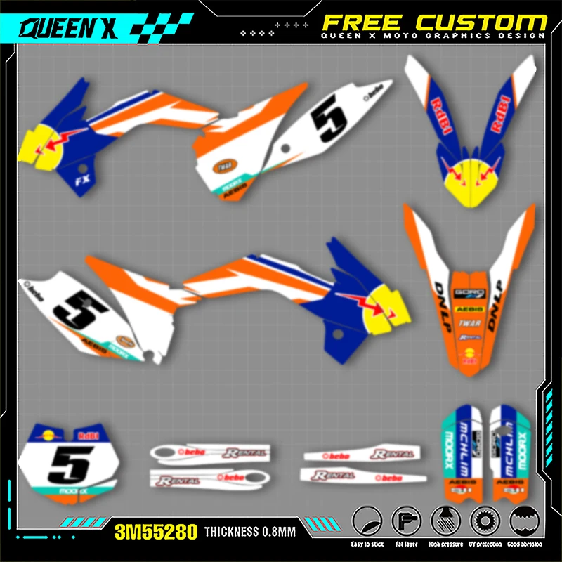 

Queen X MOTOR Cusotm Team Motorcycle Graphics Decal Stickers Kits For KTM SX85 2013 2014 2015 2016 2017 002