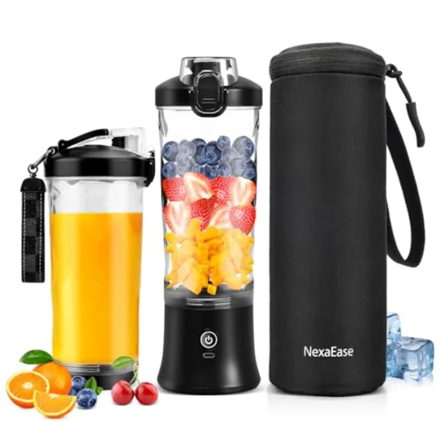 

Portable Blender for Shakes and Smoothies- Personal Juicer 20 OZ Electric Protein Shaker Bottle with Insulated Sleeve, USB-C Re