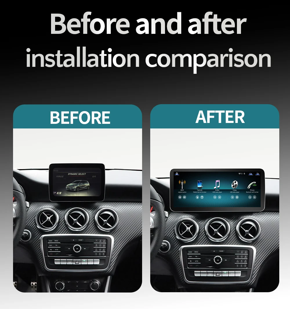 Linux 12.8 Inch Car Multimedia Player for Mercedes a Cla Gla W176 C117 X156 2400*900 Carplay GPS Navi Stereo