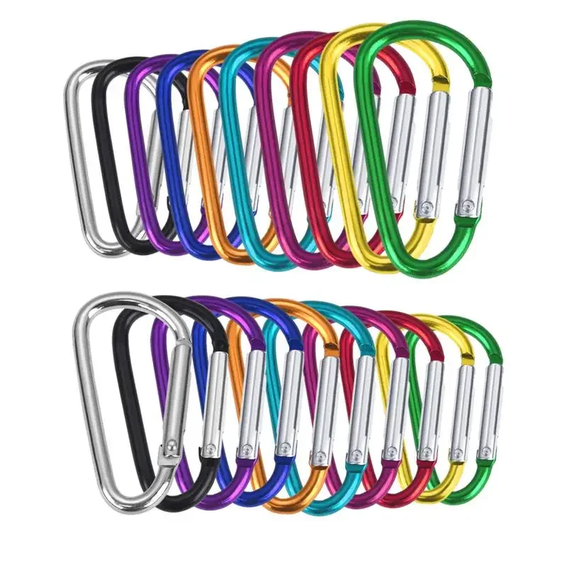 10pcs Colorful Carabiner Keychain Aluminum Alloy D-Ring Buckle Spring Carabiner Snap Hook Clip Keychains Outdoor Camping Fishing