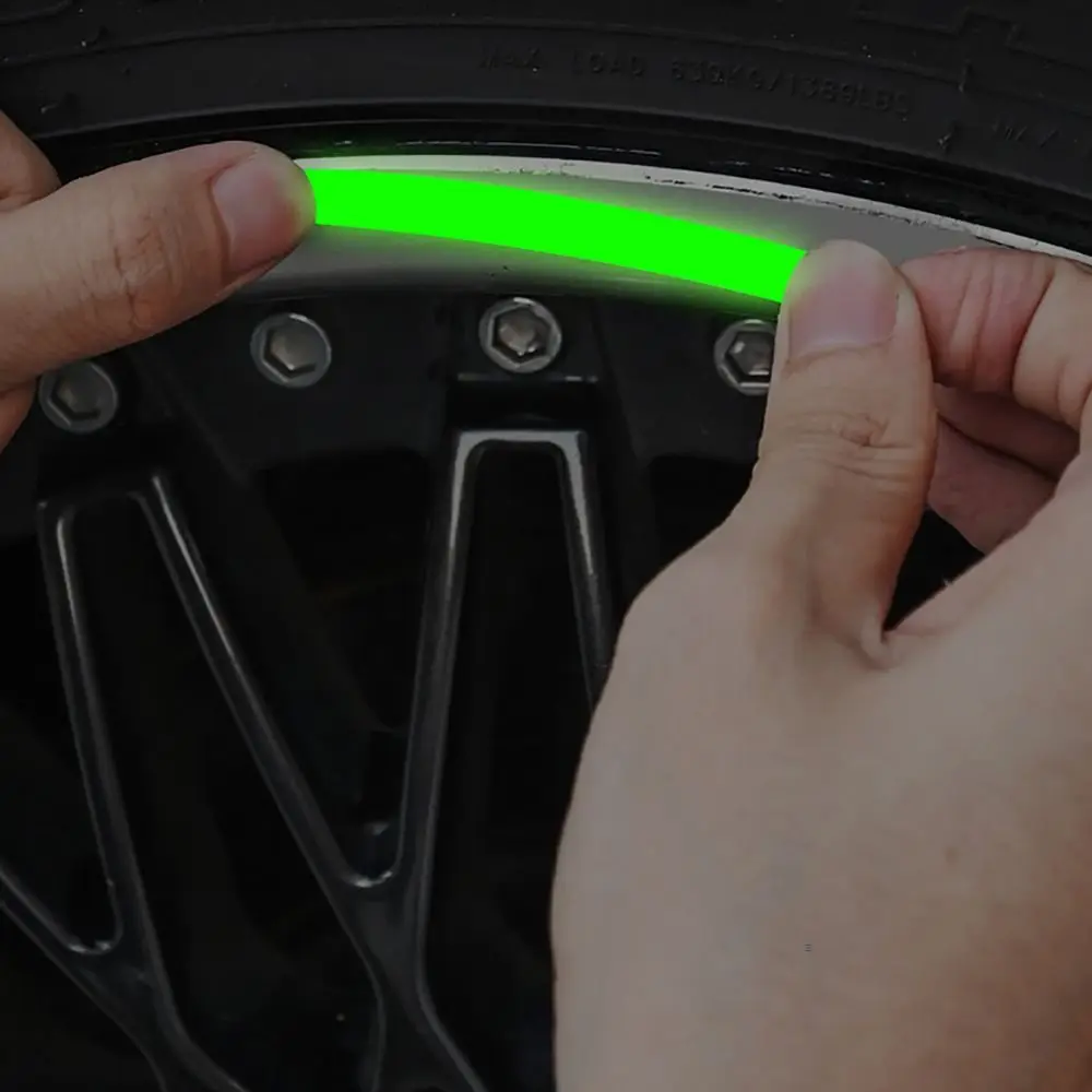 20 Stuks Wielnaaf Reflecterende Sticker Regenboog Fluorescentie Lichtgevende Streep Tape Auto Motorfiets Sticker Nacht Rijden Veiligheid Accessoire