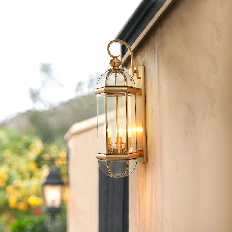 BERTH Contemporary Outdoor Brass Wall Lamp IP 65 Creative Design LED Copper Sconce Light Decor for Home Balcony