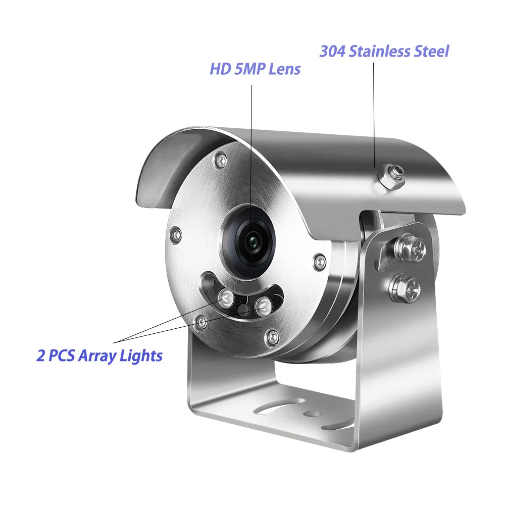 HJK 5MP 4K Explosion-proof POE Security Camera 3.6 Wide Angle 304 Stainless Steel Video Surveillance Security Camera