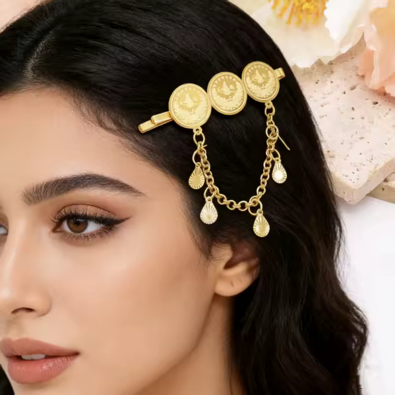 Ladies Metal Tassel Hair Clip Middle East India Style Coin Hair Accessories Bohemian Wedding Party Hairpins - Image 2