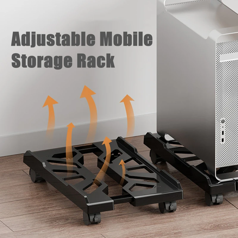 CPU Stand Retractable Hollow Design Adjustable Storage Rack With 360 Degree Swivel Wheels Width Stable Mobile CPU Holder Stand