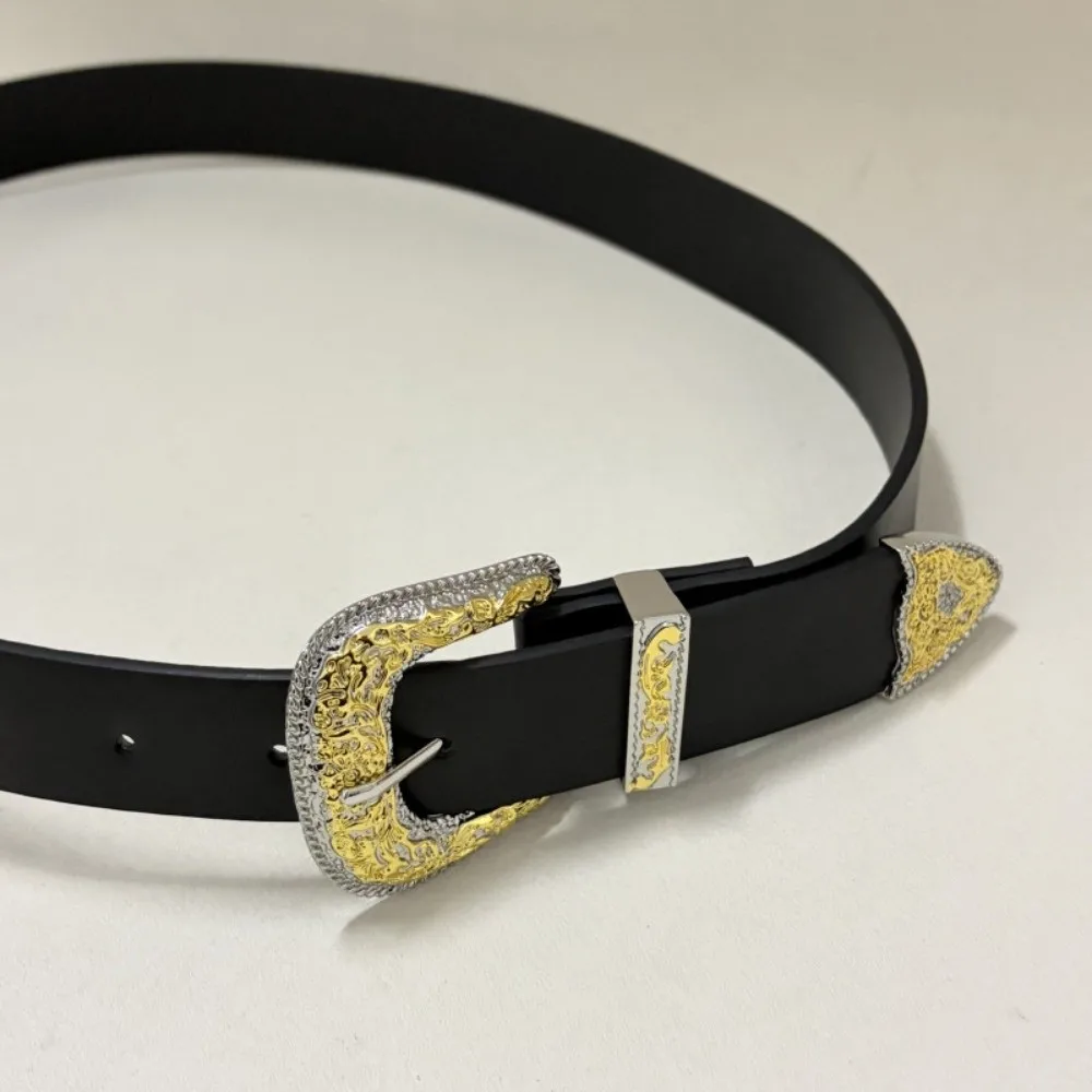 

Винтажный роскошный женский кожаный ремень с регулируемой длиной, с гравированной пряжкой-карабином, женские аксессуары