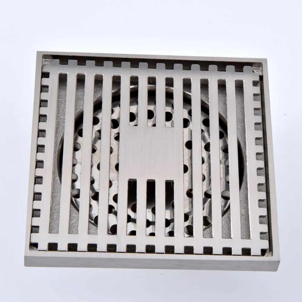 Nickel Brass Toilet Square Insert Tile Shower Floor Drain 10*10cm Anti-odor Water Drain Filter 2hr069