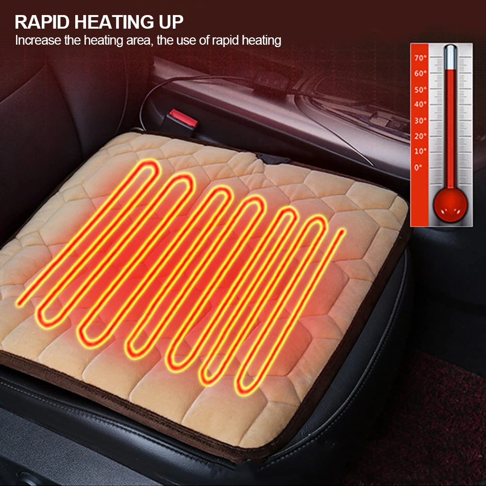 Car Heating Cushion Comfortable Seat Warmer With USB Cigarette Cable Fast-heating Electric Winter Warm Temperature Adjustable