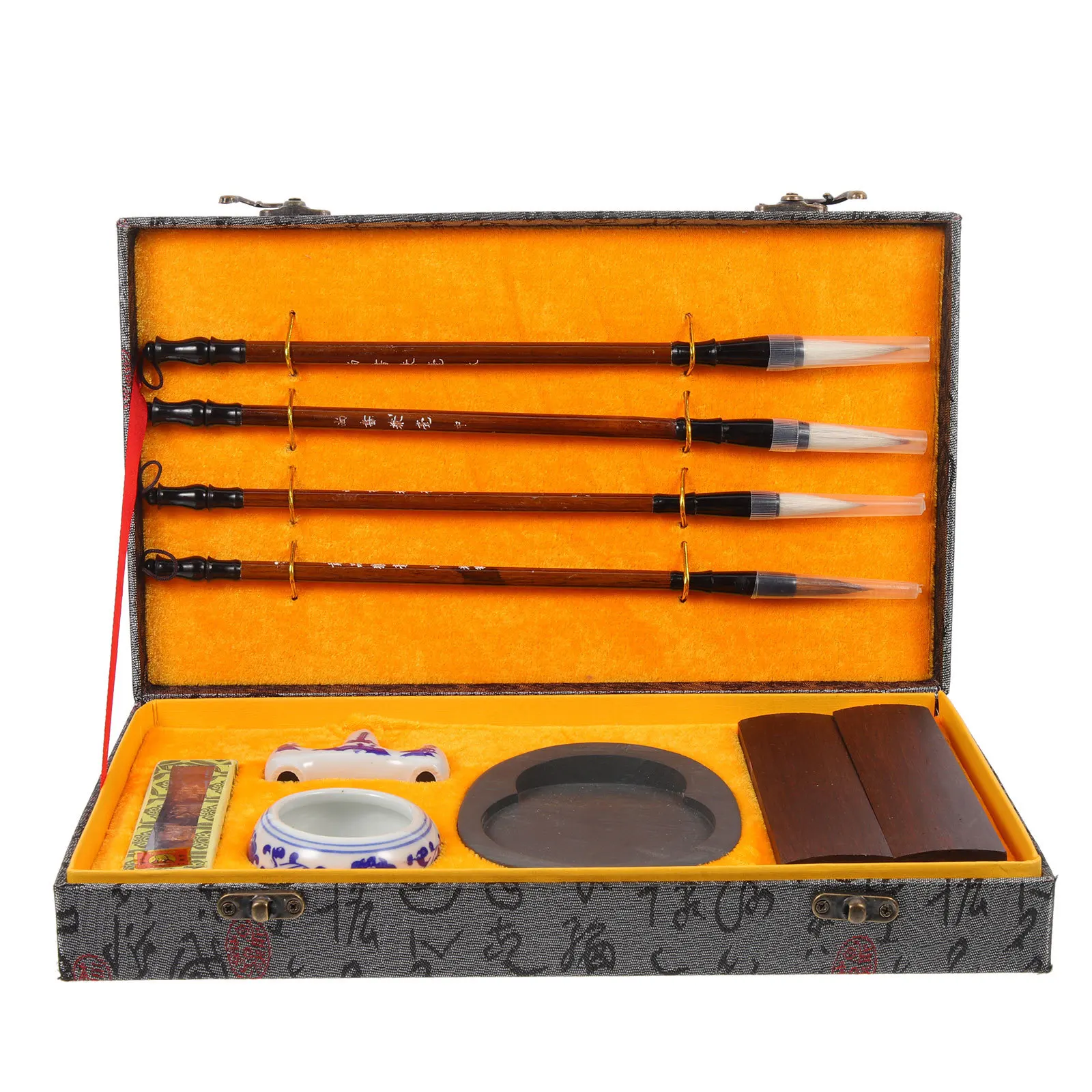 1 مجموعة 1 مجموعة فرشاة الكتابة المحمولة مجموعة الحبر حجر عصا لممارسة الخط لوازم الكتابة الصينية طالب القرطاسية الفن #4