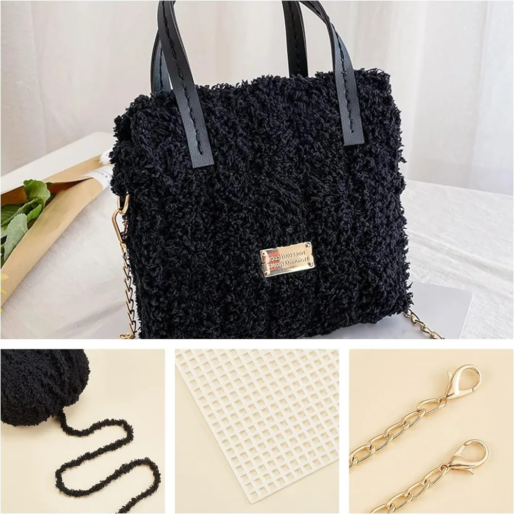 18pcs DIY Knitting Crochet Bags Kit Hand-Knit Woven Bag Making Tool Cross Stitch Mesh Plastic Canvas Sheets Set Handmade Bag