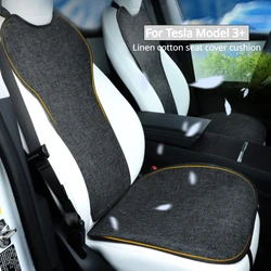 Per Tesla Model 3 Cuscino coprisedile in lino Highland quattro stagioni Accessori interni sedili anti-sporco traspiranti e confortevoli