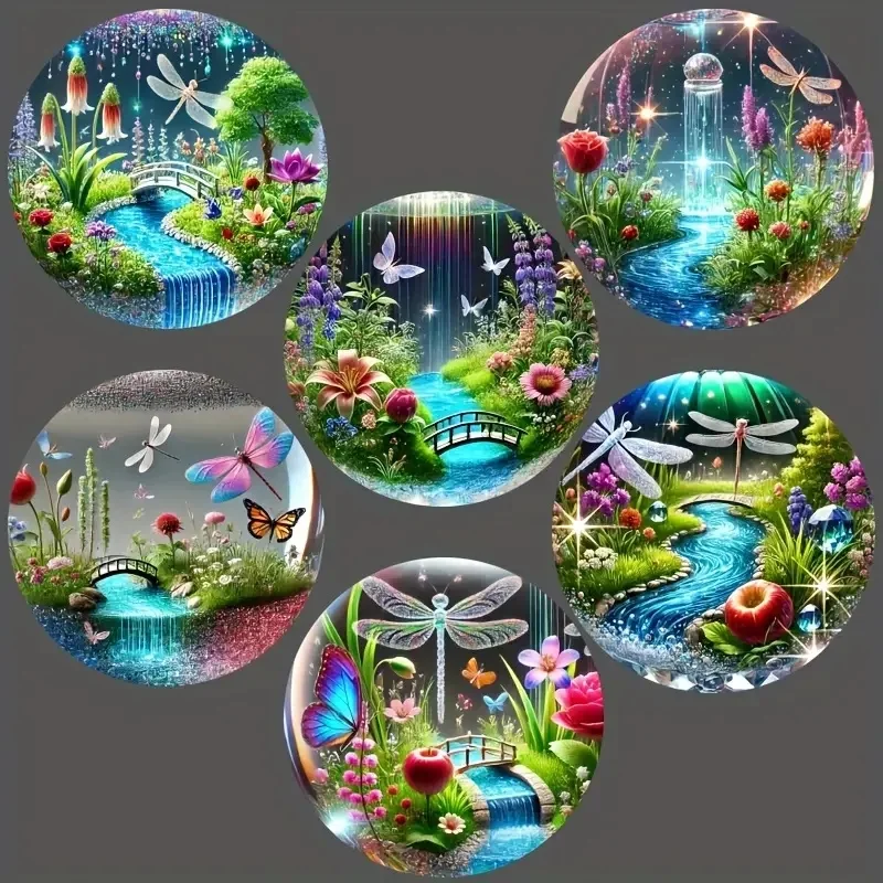 6 Pieces/Set of Dreamy Landscape Patterned Wooden Anti-Slip Coasters, Suitable for Home Office and Theme Party Decoration