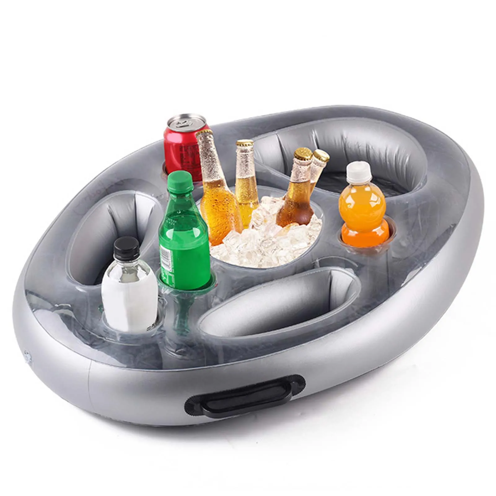 

Summer Foods Floating Tray for Swimming Pool Inflatable Ice Bucket Drink Cup Fruit Holder for Family Friends Pool Party Use