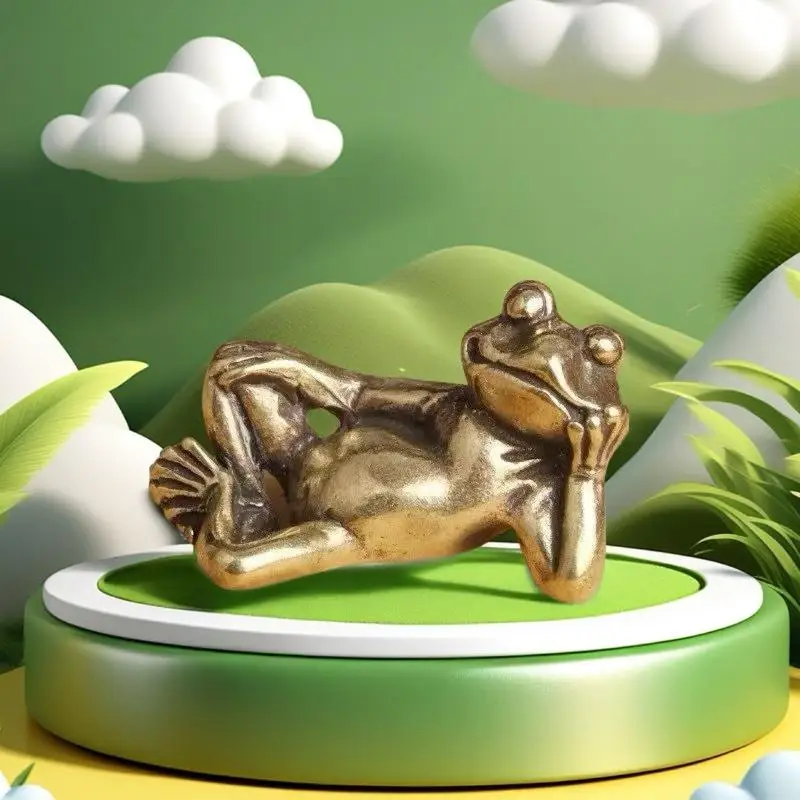 Pet Decor Retro Brass Mini Frog Miniatures Figurines Vintage Animal Figurine Toad Desktop Ornaments Home Decoration Crafts Tea