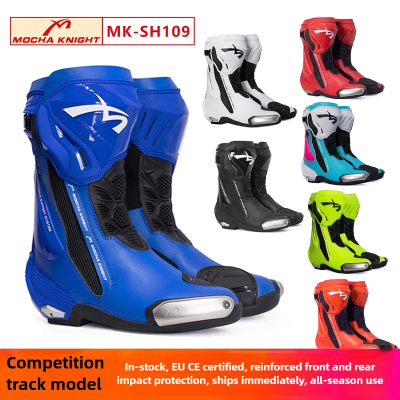 

MOCHA KNIGHT Motorcycle Track Riding Boots CE Certification Professional Racing Off-road Botas Men Women BENKIA Supertech Boots