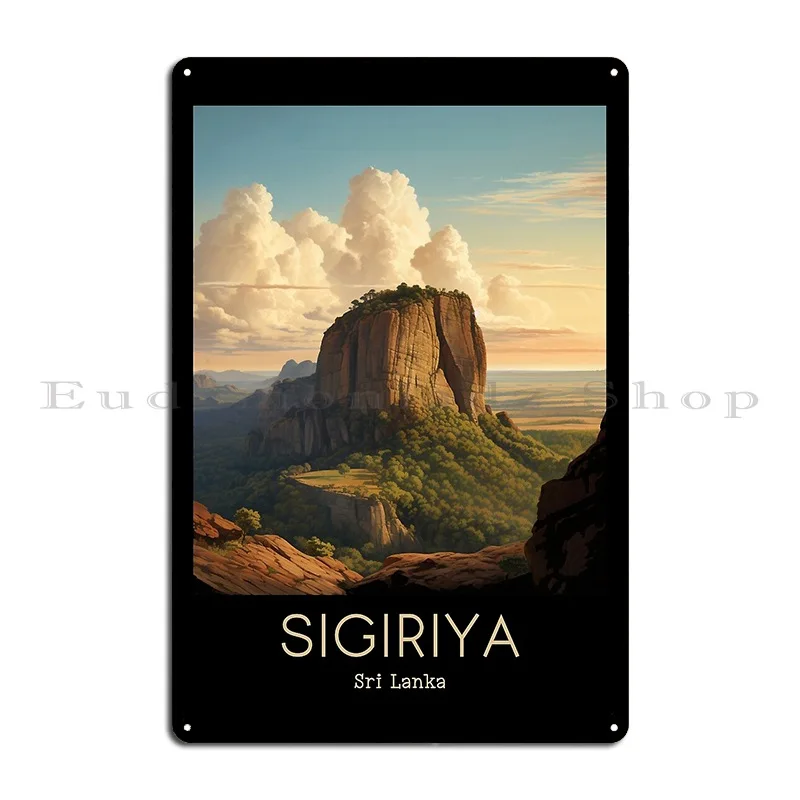 A Vintage Travel Illustration Of Sigiriya Sri Lanka Metal Sign Garage Decoration Pub Custom Garage Tin Sign Poster