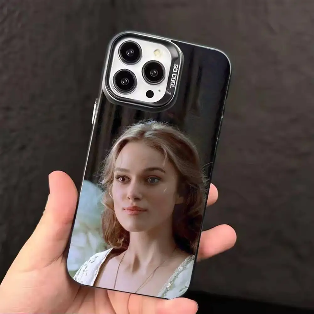 حافظة هاتف K-Keira Knightley لون فضي لهاتف آيفون 17 16 15 14 13 12 11 Pro Max Plus