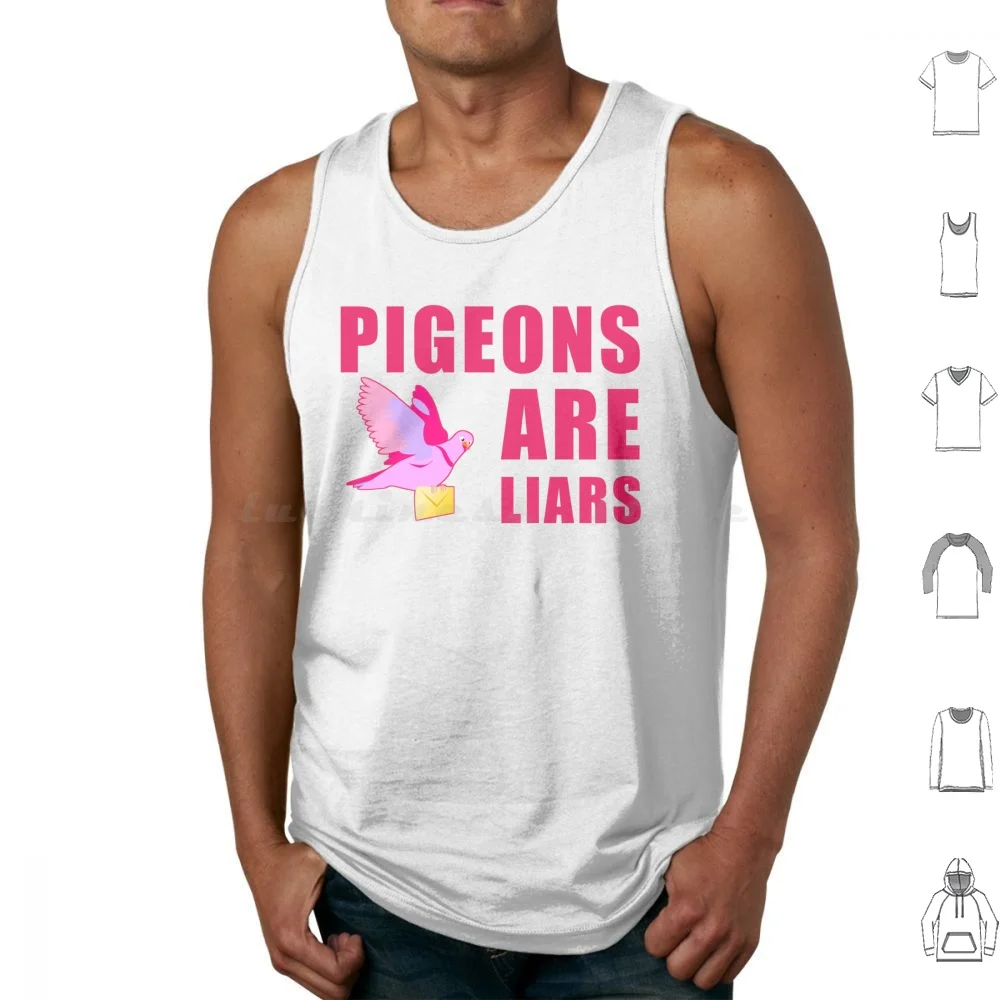 Pigeons Are Liars , Funny Bird , Funny Quotes , Cute Birds Tank Tops Print Cotton Pigeons Are Liars Birds Pigeons