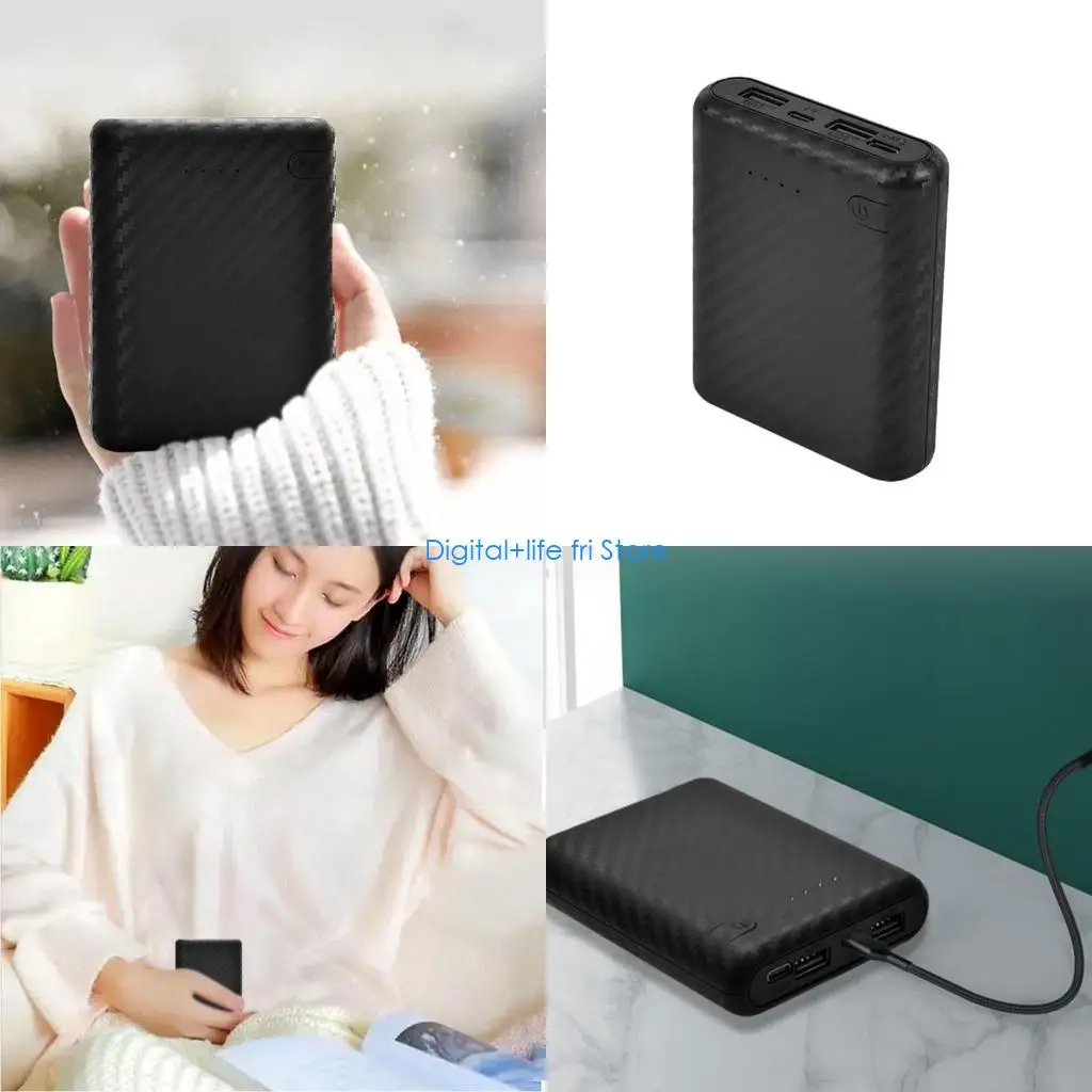 

E06D 4x18650 Power Bank Shells Outer Cover Mobile Power Case DIY Shells Storage Box Type-c/Micro USB Input Double USB Output
