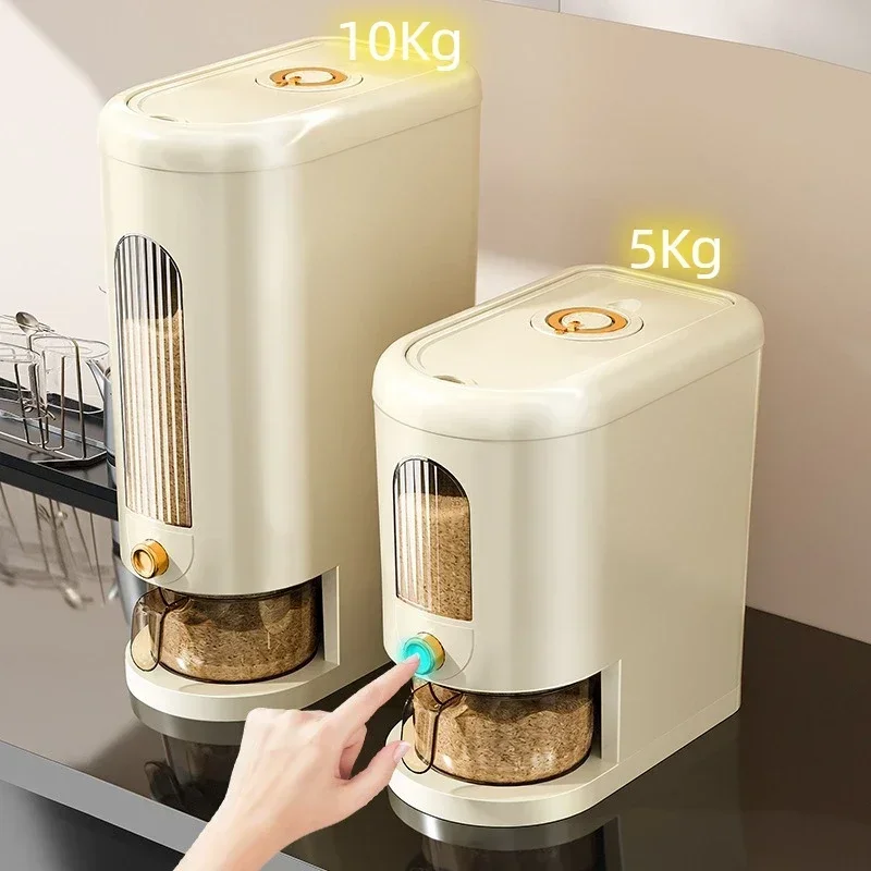 

5KG Automatic Rice Dispenser Large Capacity Rice Storage Box Dry Food Dispenser Grain Cereal Rice Container Gadgets Kitchen