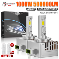 D SERIES D3S LED Car Headlights Bulbs D1S D2S D4S Turbo Lights 500000LM 6000K 1000W D1R Auto Lamp Plug&Play HID Conversion Kit