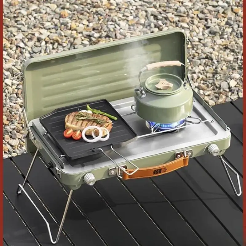 Cassette Mini Burner Lighter Tourist Gas Stove Portable Camping Stove Double Ended Flame Barbecue Folding Outdoor Gadgets