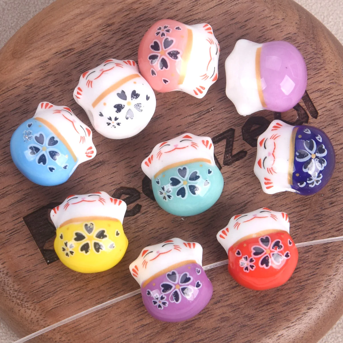 

5PCS 14mm Fortune Raise Claws Cat Loose Ceramic Porcelain Beads For Jewelry Making DIY Crafts Findings