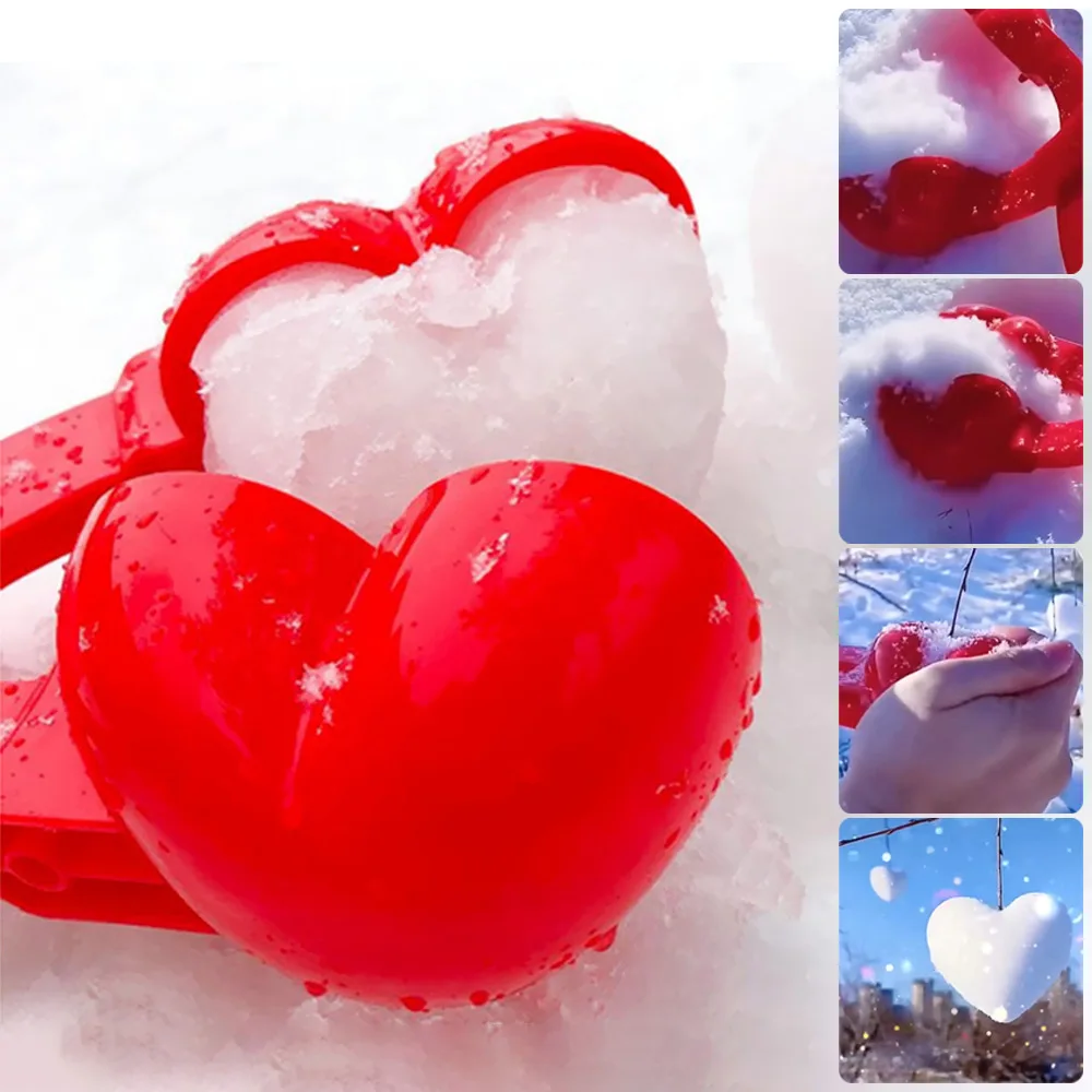 Children's Snowball Making Clip Adult Football Heart - shaped Clip Outdoor Snowball Mold, Beach Toy Sports Toy Snow Amusement
