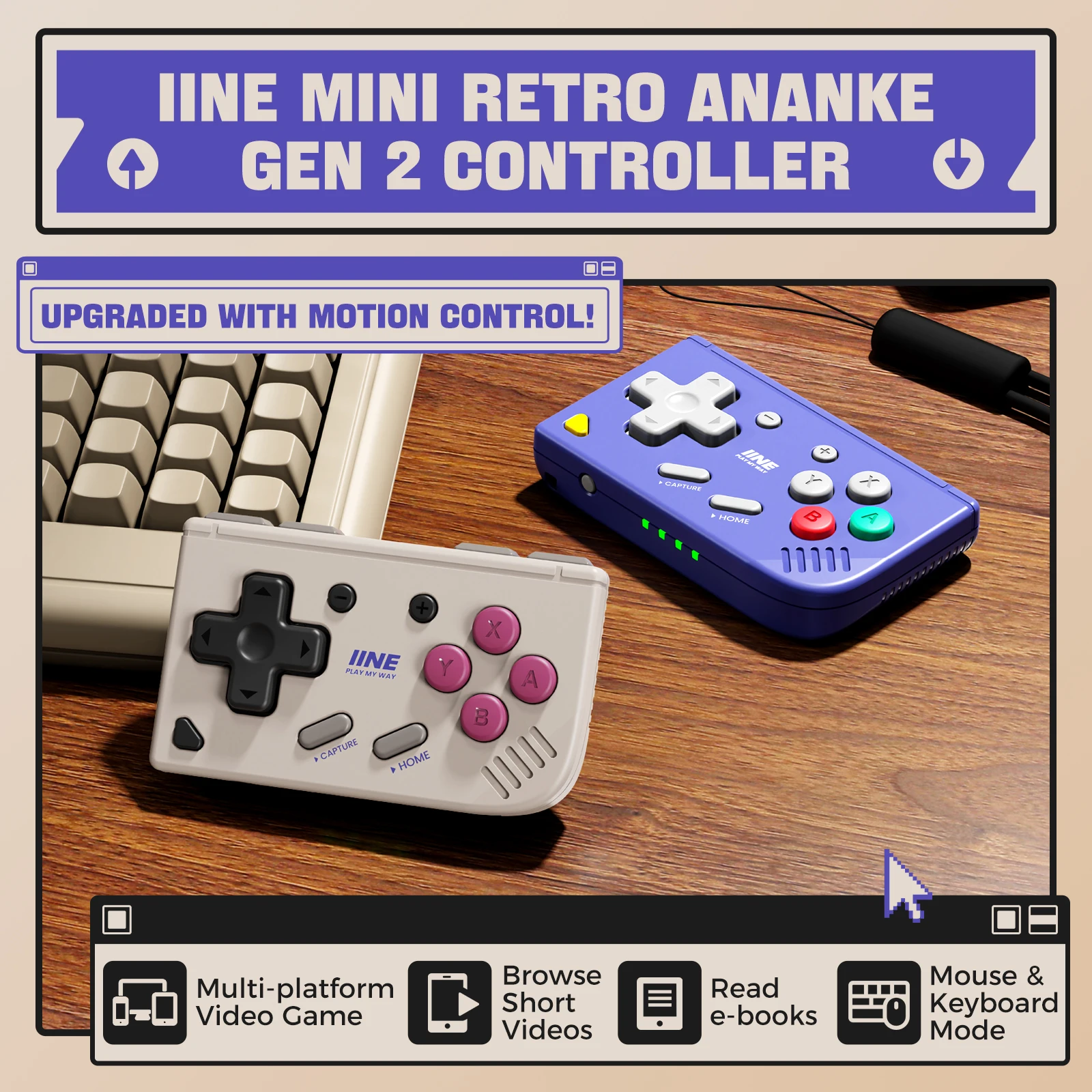 IINE Mini Retro Ananke Gen 2 Gaming Controller for Switch2 / Android / iOS / PC Steam / Simulation Game Multi-platform Gamepads