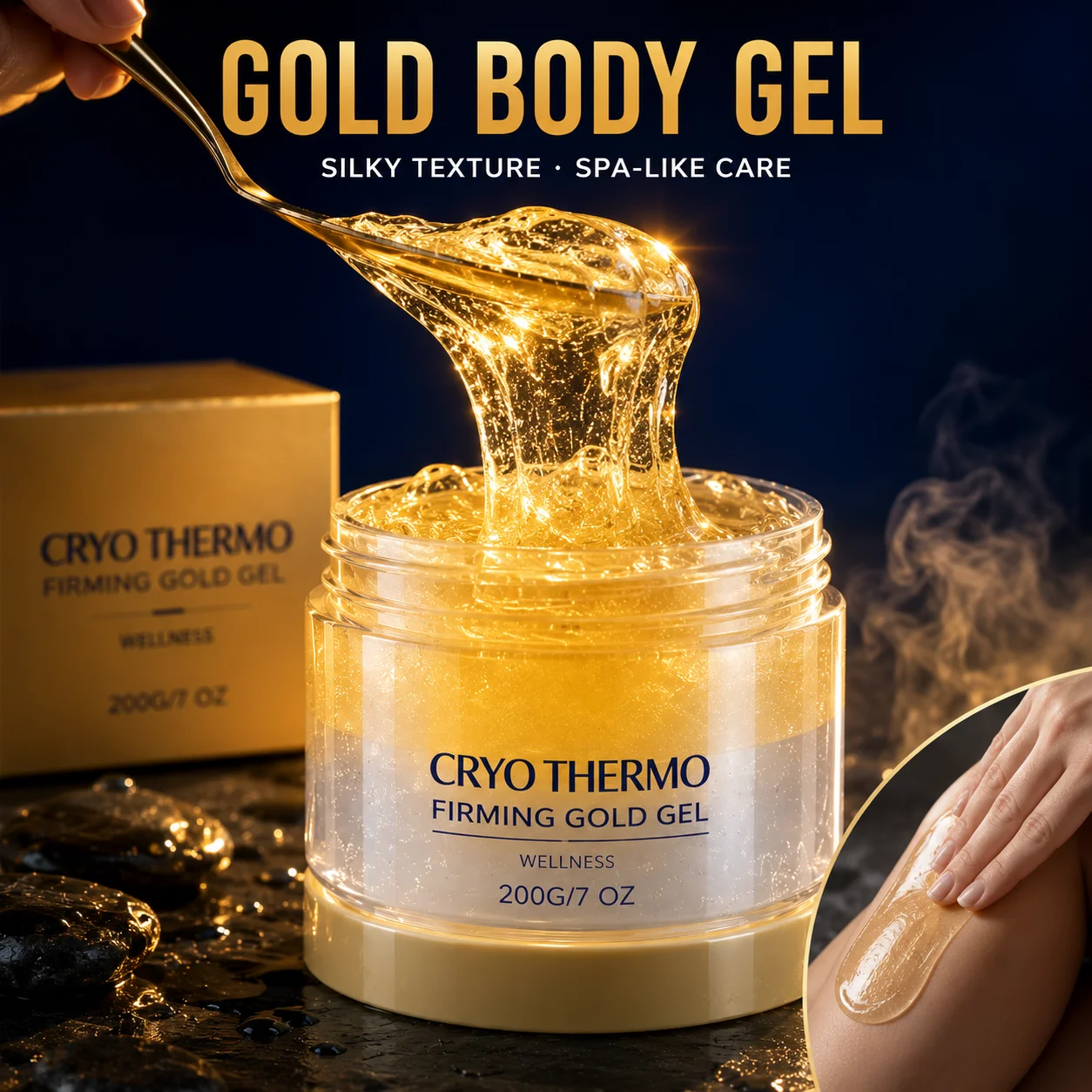 CRYO THERMO Firming Body Gel Moisturizing Nourishing Smoothing Skin‑Care Gold‑Tone Gel Gentle Hydrating Body‑Treatment Cream‑Gel