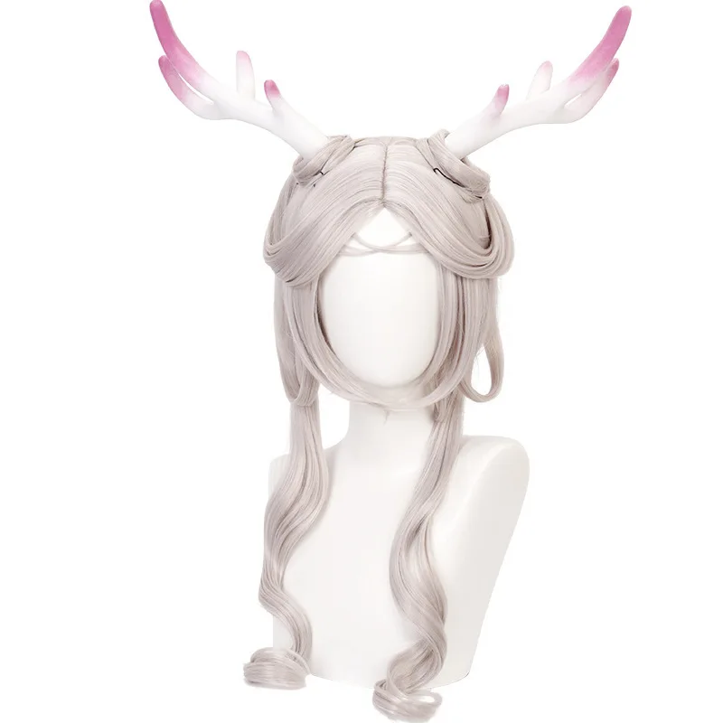 Encounter God Deer Yao Skin Cosplay Wig Set, Honor Of Kings, Deer Antler Girl Long Ancient Style Fur For Yao Sister Game