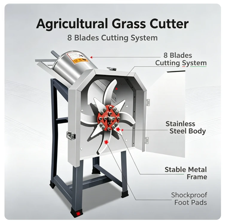 Electric Grass Cutter Small Chaff Shredder For Chicken Duck Goose Pig Cow Feed Processing 220V Household Livestock Tool
