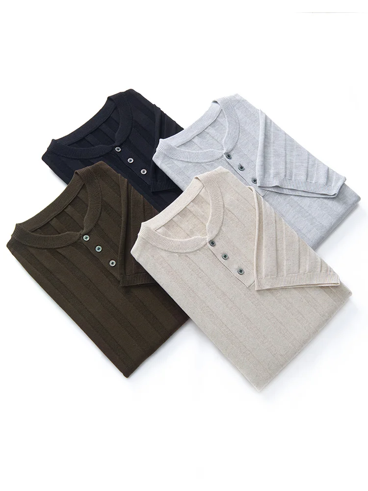 Men's T-shirt Summer New Item Lyocell Short Sleeved Men Round Neck Knitted Pullover Vest Casual Men's Clothing Tops