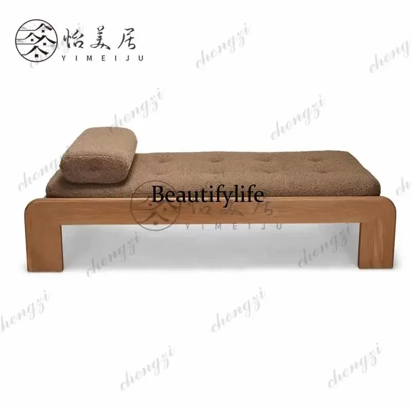 B178 Nordic solid wood shoe changing stool living room fabric sofa stool bedroom bedside stool chaise longue