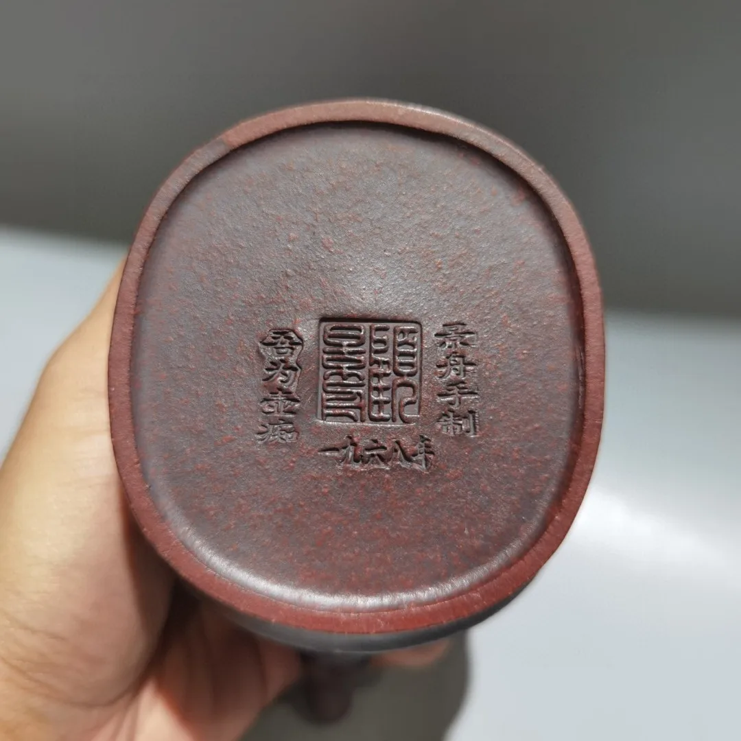 Xizang Folk Yixing Purple Clay Teapot Twisted shape pot Bamboo spout pot  Kettle Teapot Amass wealth Ornaments