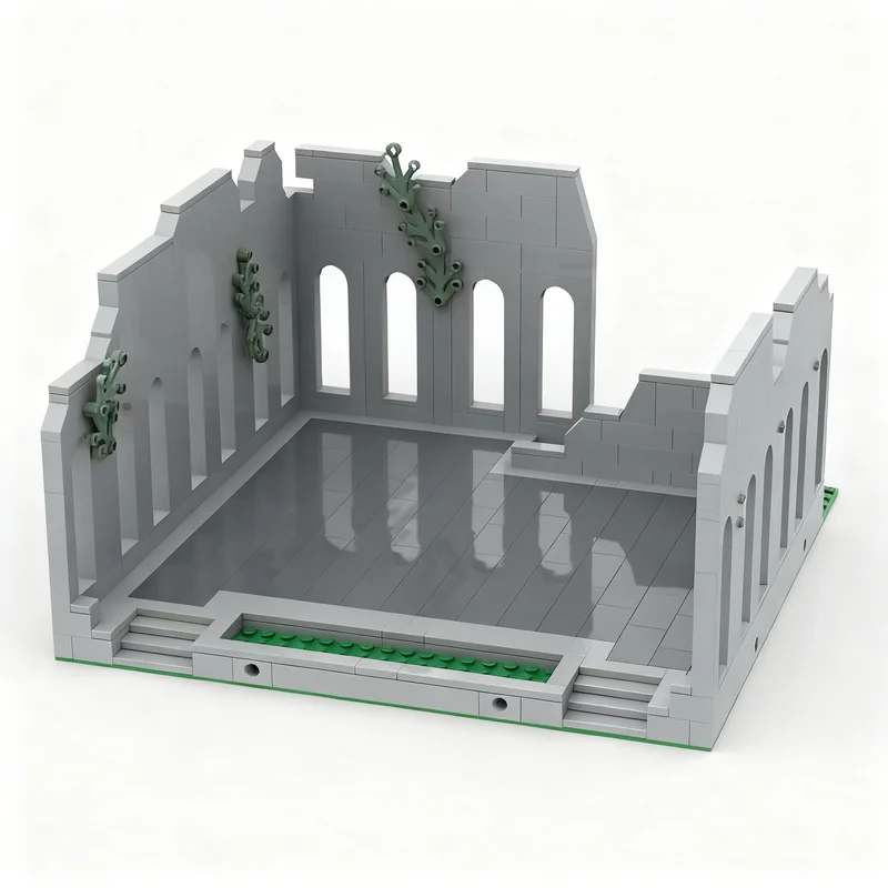 549 pièces MOC Grand modèle de paysage urbain modulaire en ruine Blocs de construction Architecture Cadeaux de Noël Jouets Idée créative Éducation