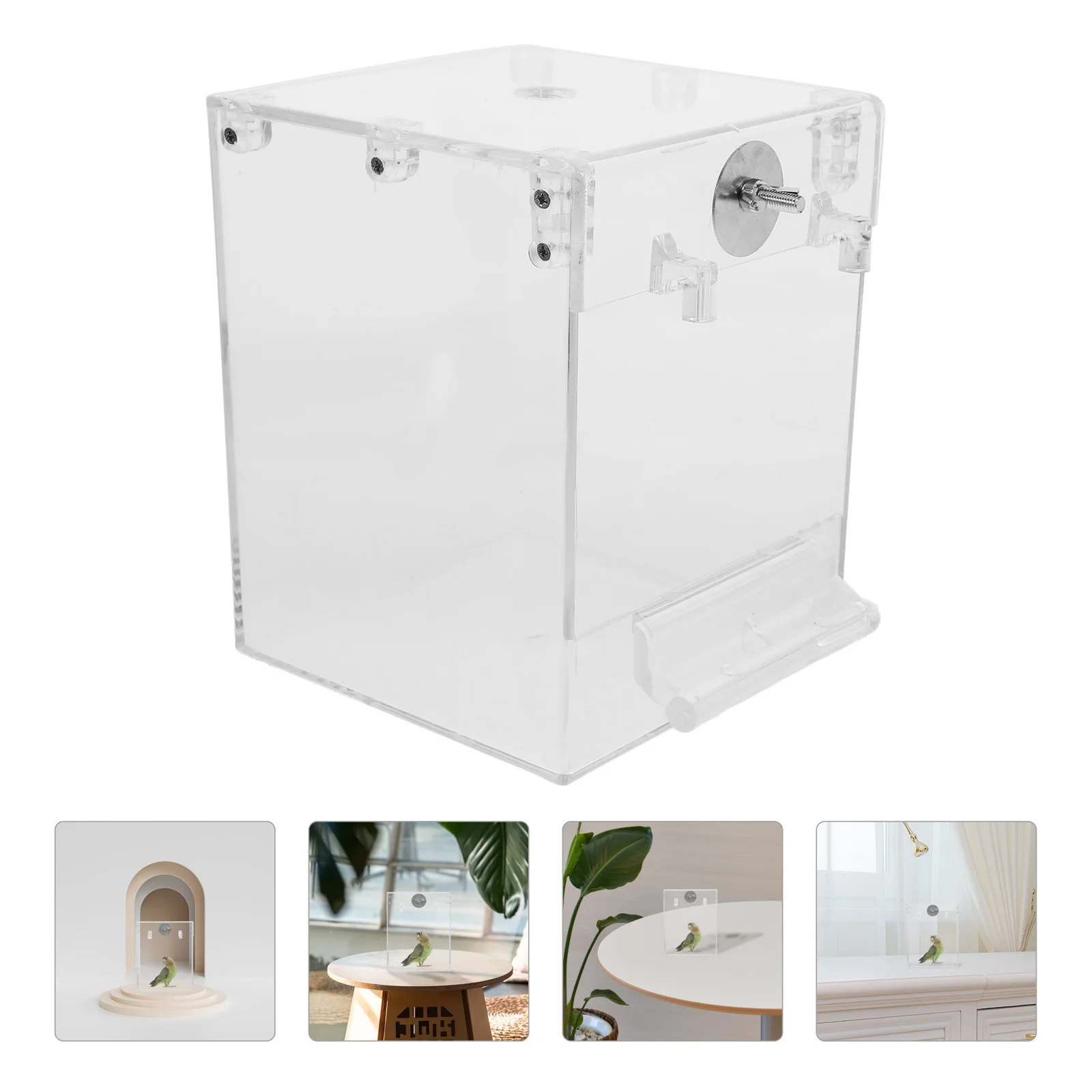 

1Pcs Transparent Bird Bathing Tub Simple Design No Leak Eco Friendly Bath Basin for Small Parrots Canaries Conure Cage Use