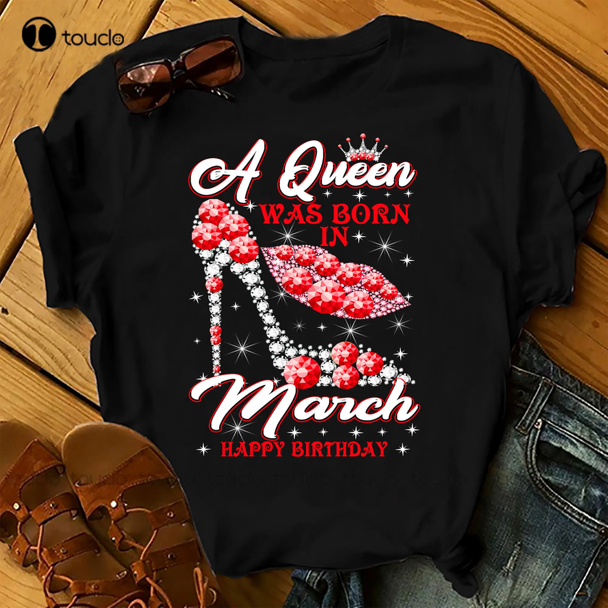 A Queen Was Born In March Shirts Women Birthday T Shirts Summer Tops Beach T Shirts Henley Shirt Women Xs-5Xl Breathable Cotton