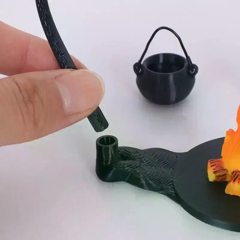 4 pçs acampamento ao ar livre micro paisagem decoração casa de boneca mini fogão pendurado e pilha de fogo cena acessório