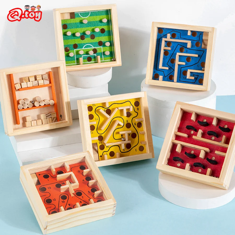 Wooden Maze Children Educational Toys Balance Track Bead Table Game Parent-Children Interactive Brain Game