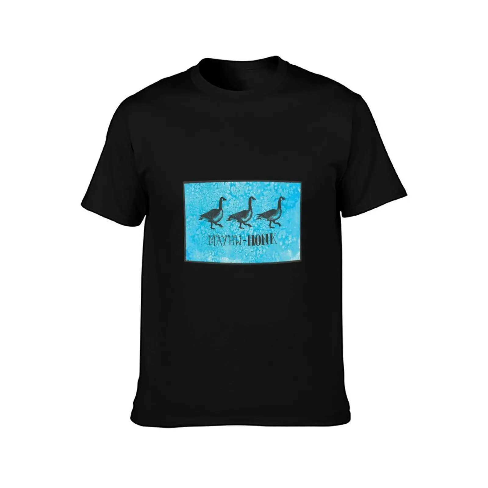 MAYHW-HONK Geese T-Shirt, Summer Casual Cotton Tee, Oversized Streetwear Tops, Vintage Graphic Print, Loose Fit Short Sleeve