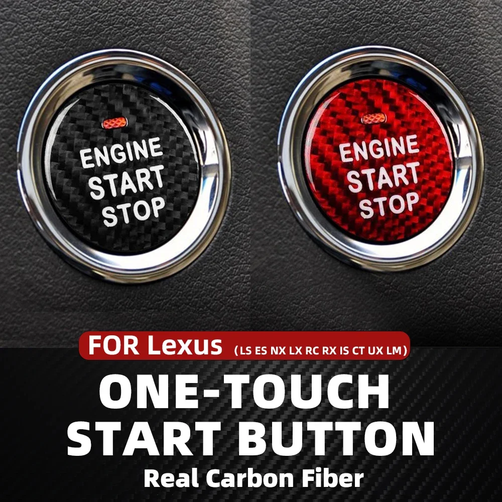 

Real Carbon Fiber Car Engine Start Stop Button Interior Trim Cover Stickers For Lexus LS ES LX IS CT NX RC UX Auto Accessories