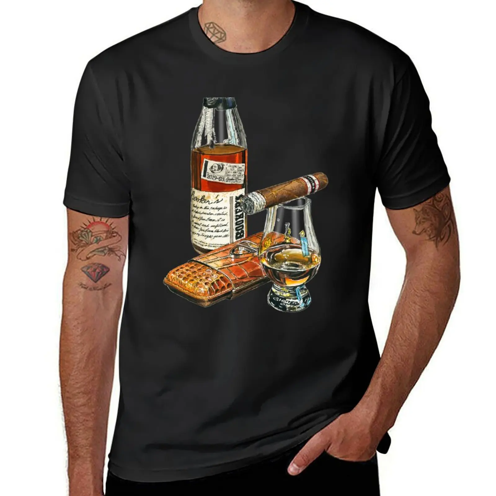 Booker’s Bourbon with Cigar Case T-Shirt Short sleeve tee aesthetic clothes cute tops plain white t shirts men