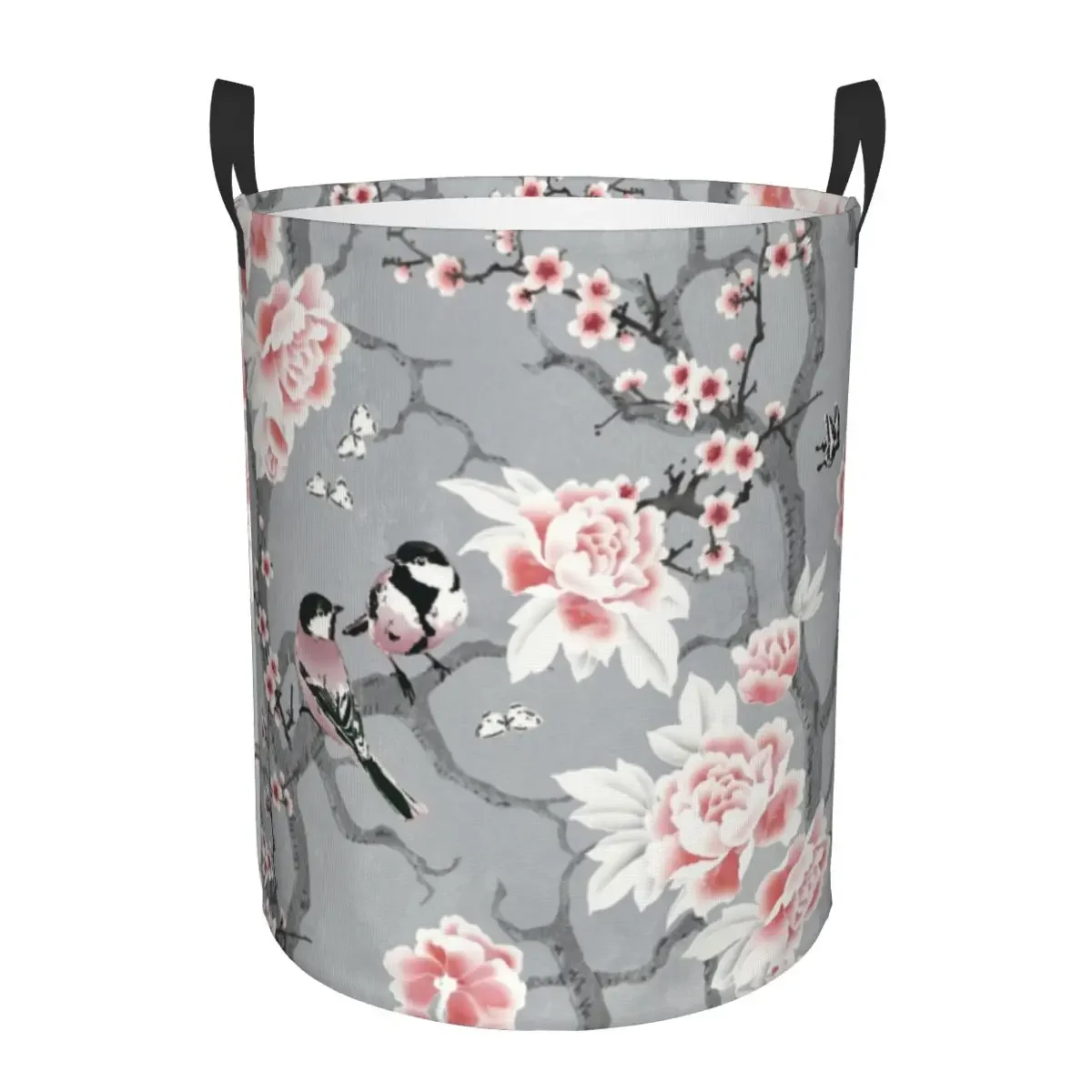 

Custom Blooming Sakura Branch Laundry Basket Foldable Cherry Blossom Japanese Flower Clothes Hamper for Baby Kid Toy Storage Bin