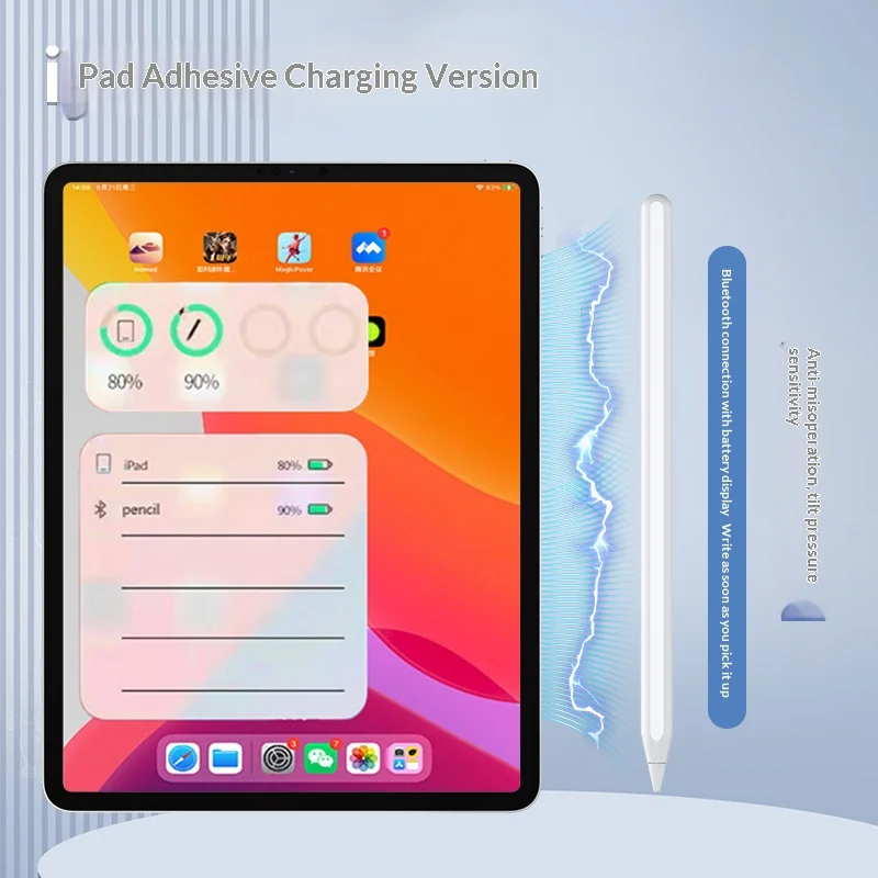 Active Stylus Pen for iPad, Magnetic & Type-C Charging, Bluetooth Battery Display, Tilt & Palm Rejection, 2018+