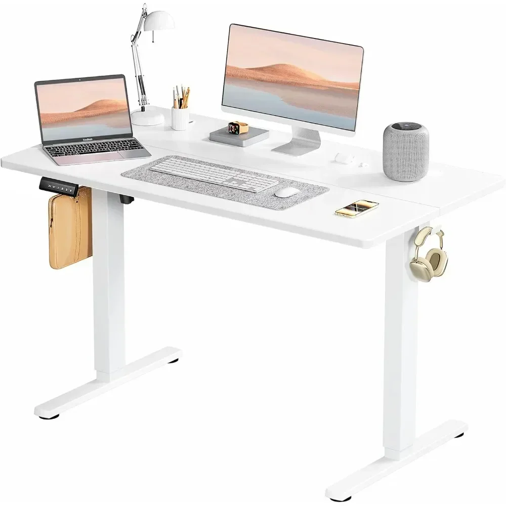 Standing Desk, Adjustable Height Electric Sit Stand Up Down Computer Table, 48x24 Inch Ergonomic Rising Desks（White）