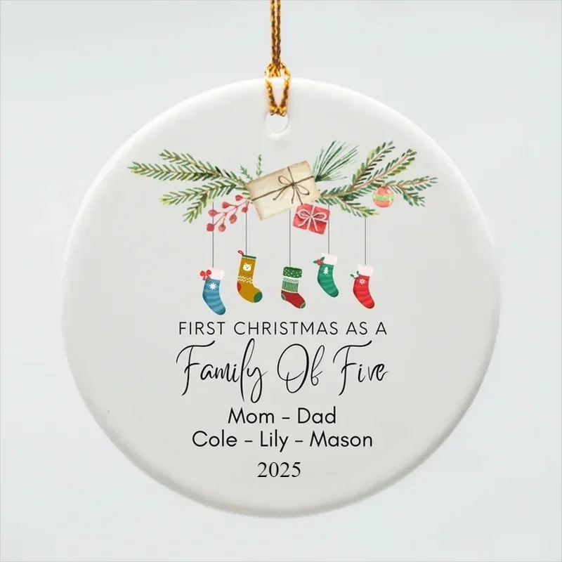 Personalized Family Ornament Custom New Family Ornament Family of Three Christmas Ornament Baby\'s First Christmas Ornament Gift